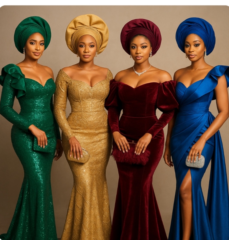 2025 Aso-Ebi styles in jewel tones, metallic lace, and dramatic sleeves