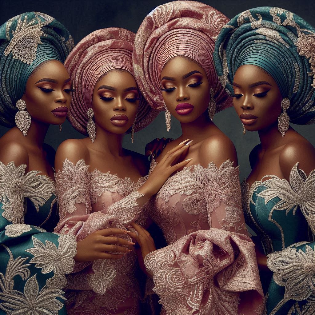 Nigerian models showcasing 2025 fashion trends including Aso-Ebi, streetwear, and soft girl aesthetic
