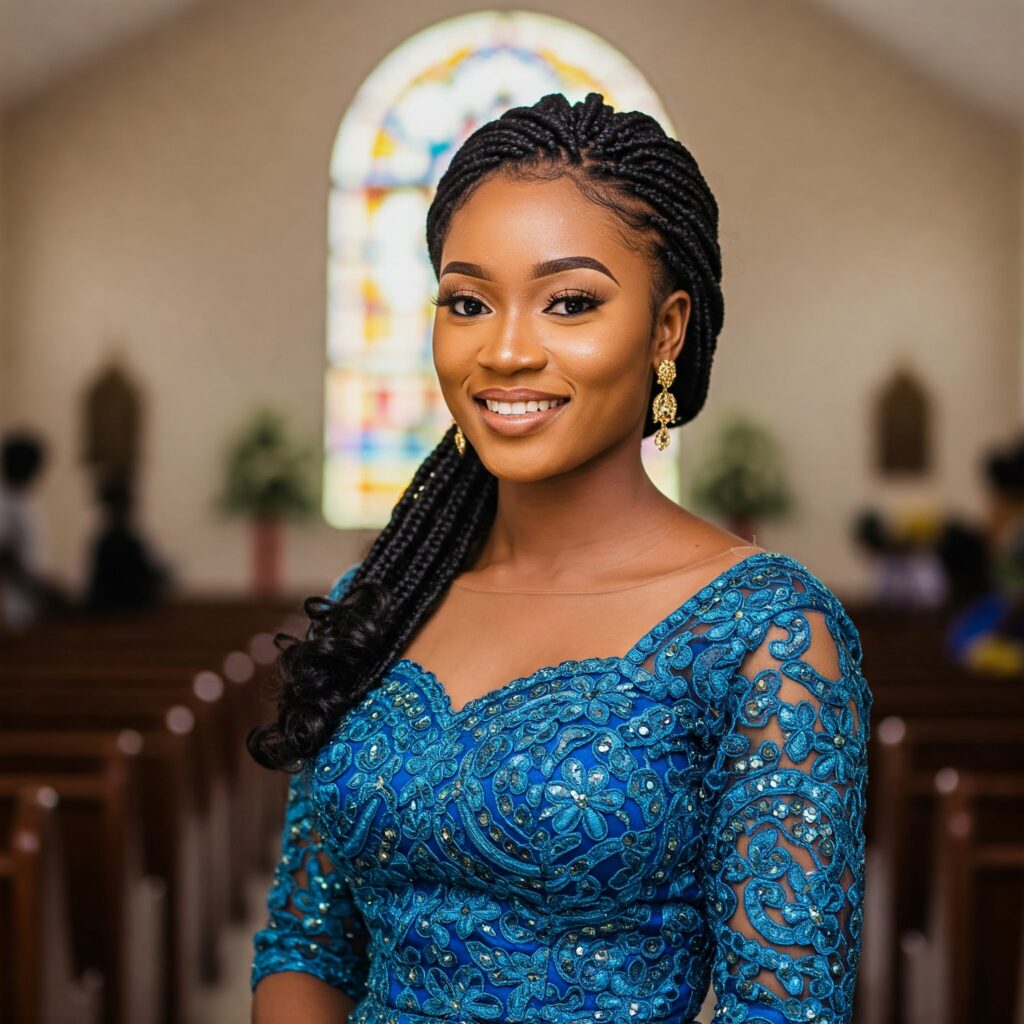 oung Nigerian lady rocking a church dress