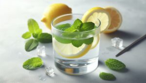 Glass of water with lemon slice, a reminder to stay hydrated