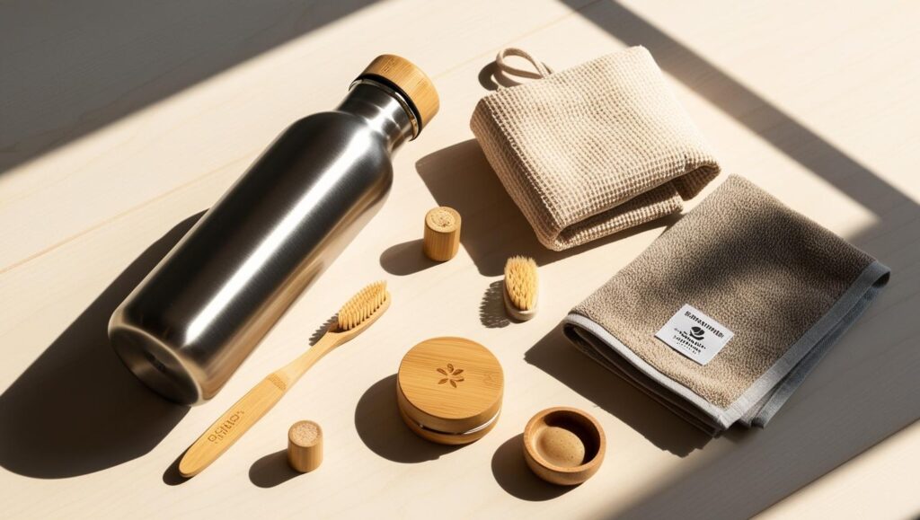 Essential items for eco-friendly travel.