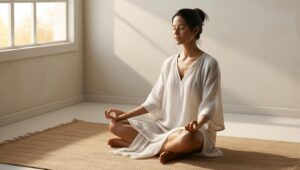 a woman meditating