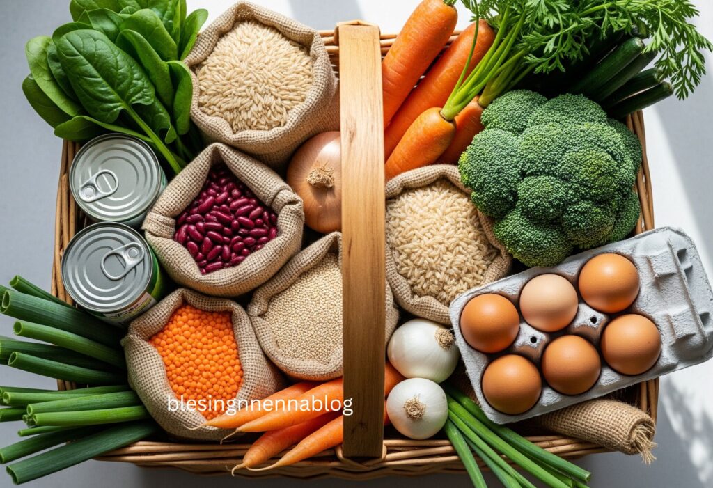 Budget grocery haul with nutritious whole foods