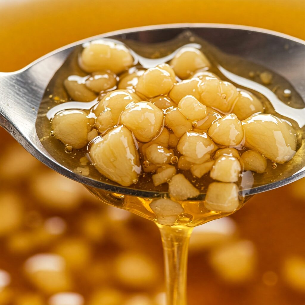 Garlic and honey combo in a spoon