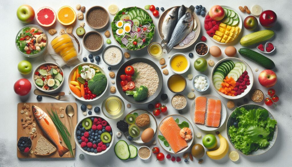 Examples of balanced meals for breakfast, lunch, dinner, and snacks
