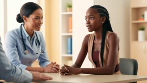 a  lady consulting a therapist