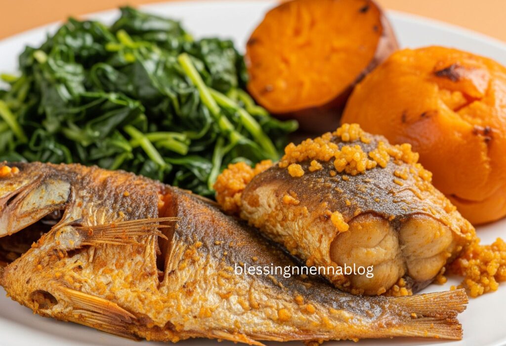 Sleep-friendly Nigerian dinner with fish and complex carbs