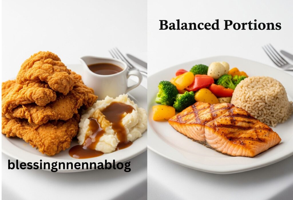 Portion control visual comparison