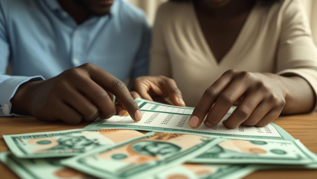 A couple reviewing finances, showing financial responsibility and stability in Nigerian relationships.