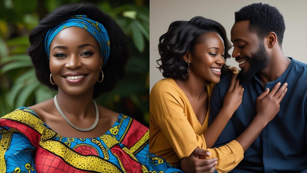 Image showing a confident Nigerian woman and a couple in a deep conversation, representing what Nigerian ladies truly want in relationships.