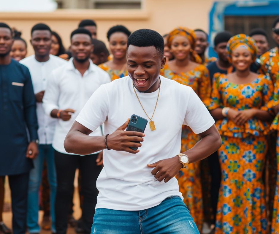 Smartphone displaying a viral TikTok video with a trending Nigerian Gospel song, illustrating how social media helps spread spiritual music