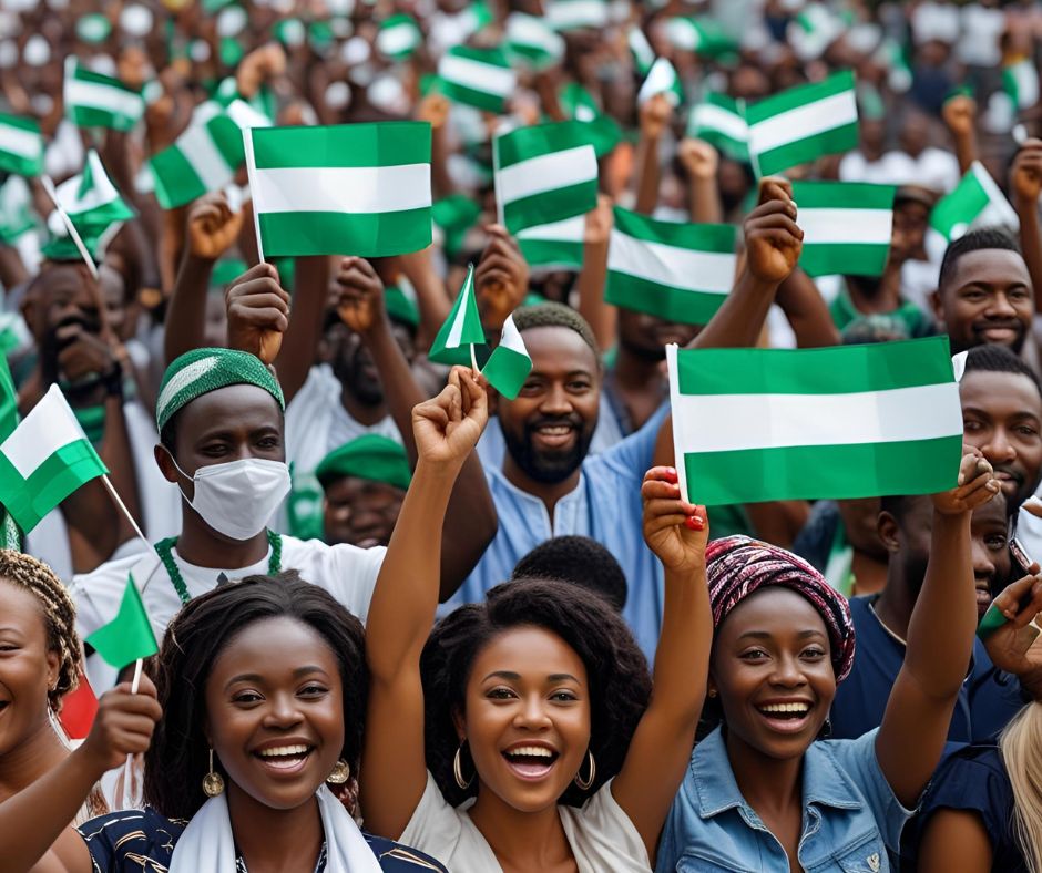 Diverse group of people celebrating, symbolizing national pride and global recognition for Nigerian cinema and its Oscar aspirations