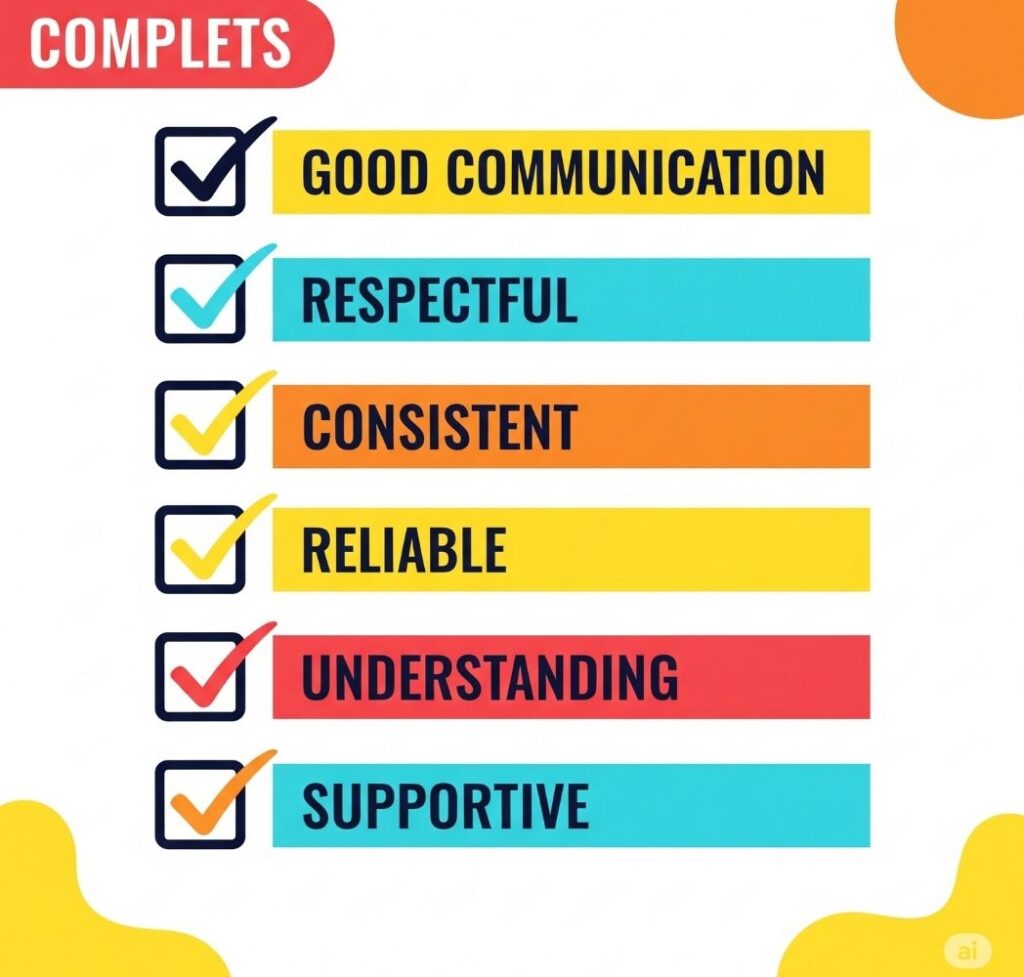 Checklist of positive qualities, representing green flags to look for in online dating relationships in Nigeria.