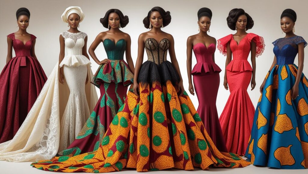 Ankara and Lace Combo Gowns: Double the Elegance