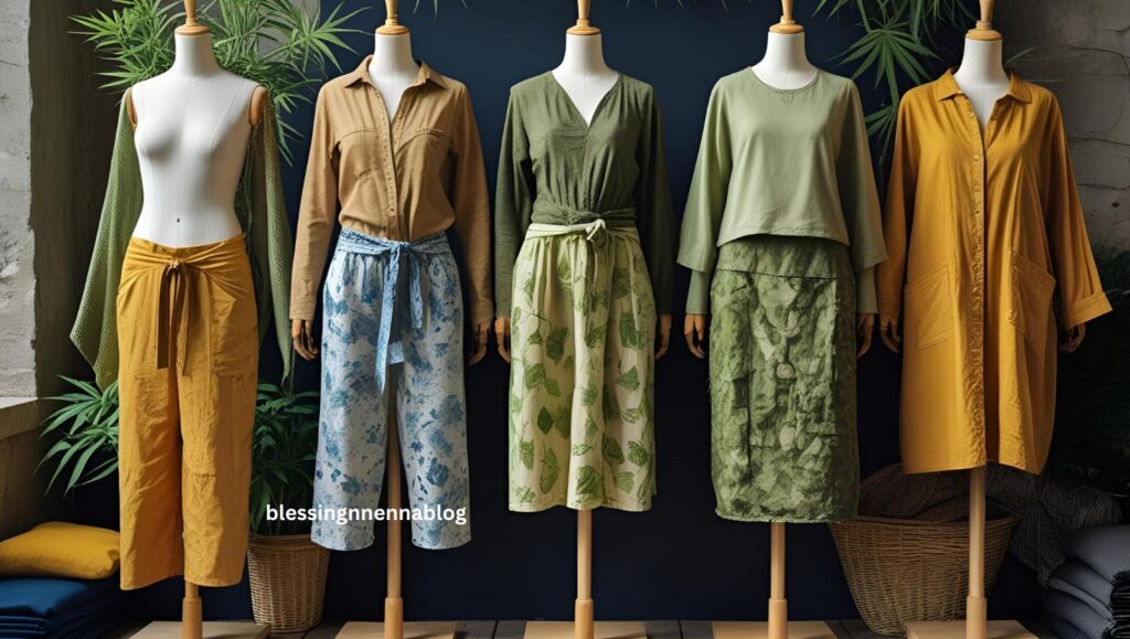 Sustainable fashion items made from eco-friendly materials.