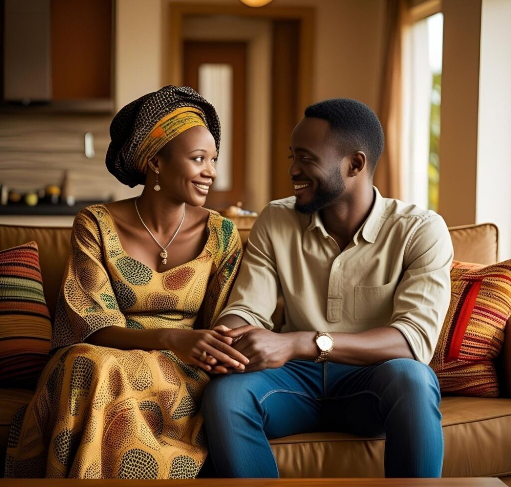 A happy Nigerian couple sharing a loving moment, symbolizing a strong and healthy Nigerian relationship built to last.